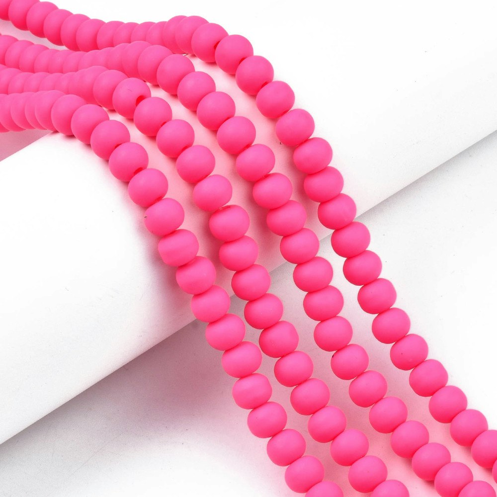 Polymerlerpärlor, Rund, Hot Pink, Ca: 69 st