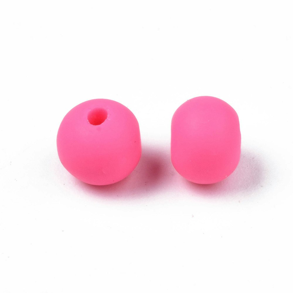 Polymerlerpärlor, Rund, Hot Pink, Ca: 69 st