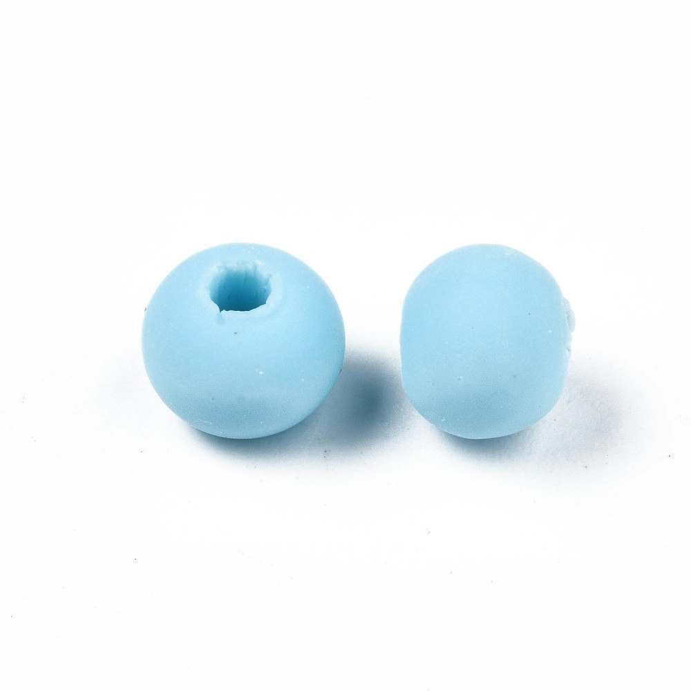 Polymerlerpärlor, Rund, Light Sky Blue, Ca: 69 st