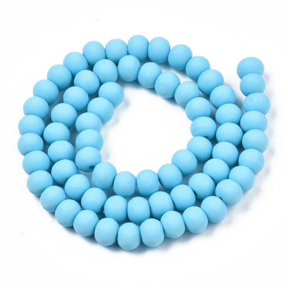 Polymerlerpärlor, Rund, Light Sky Blue, Ca: 69 st