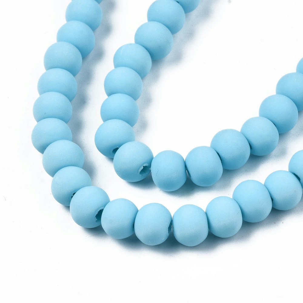 Polymerlerpärlor, Rund, Light Sky Blue, Ca: 69 st
