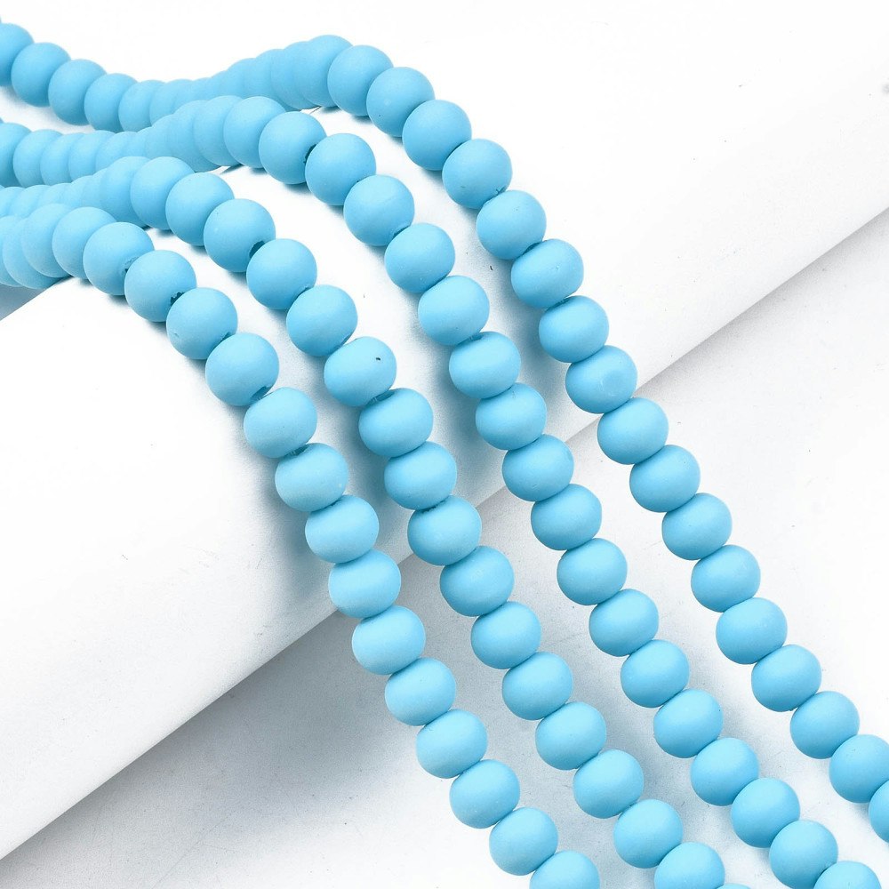 Polymerlerpärlor, Rund, Light Sky Blue, Ca: 69 st