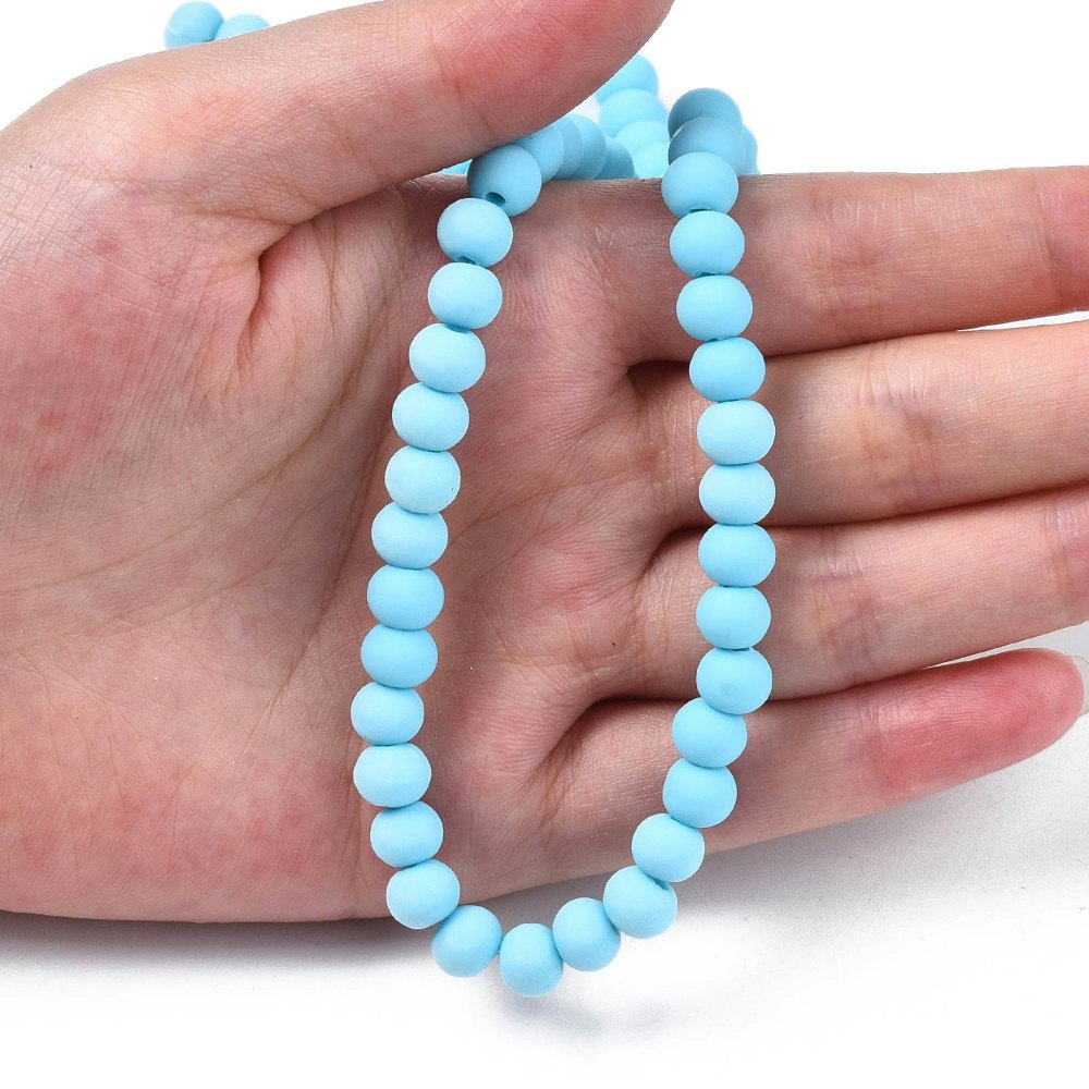 Polymerlerpärlor, Rund, Light Sky Blue, Ca: 69 st