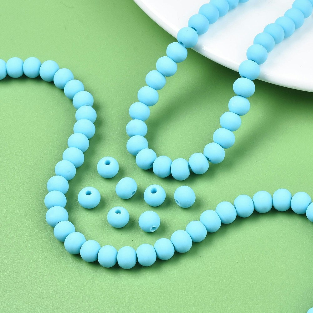Polymerlerpärlor, Rund, Light Sky Blue, Ca: 69 st