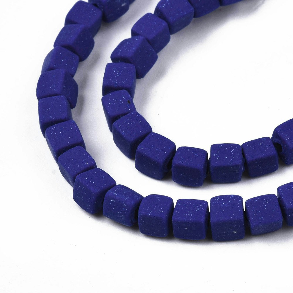Polymerlerpärlor, Kuber, Dark Blue, 89~91 st