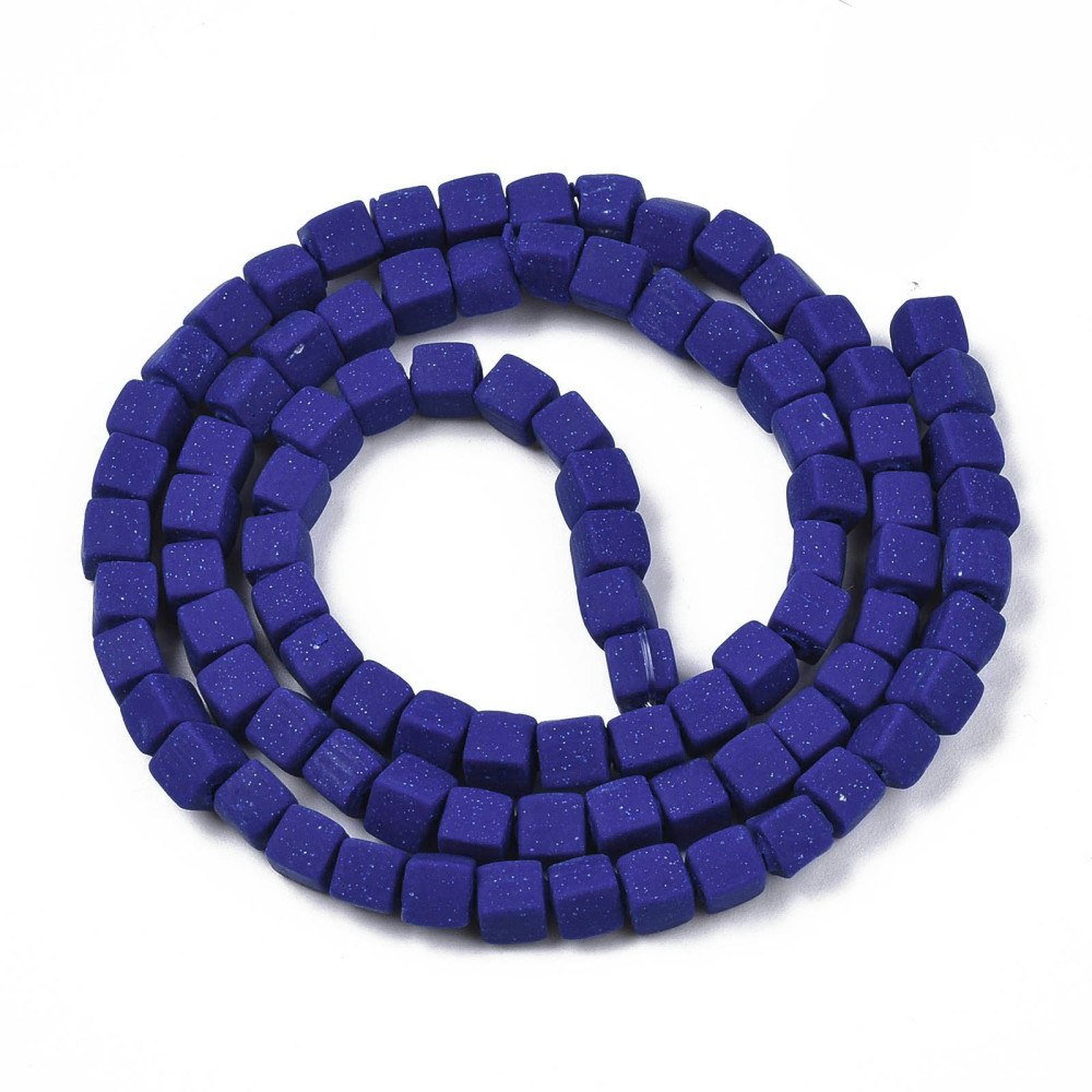 Polymerlerpärlor, Kuber, Dark Blue, 89~91 st
