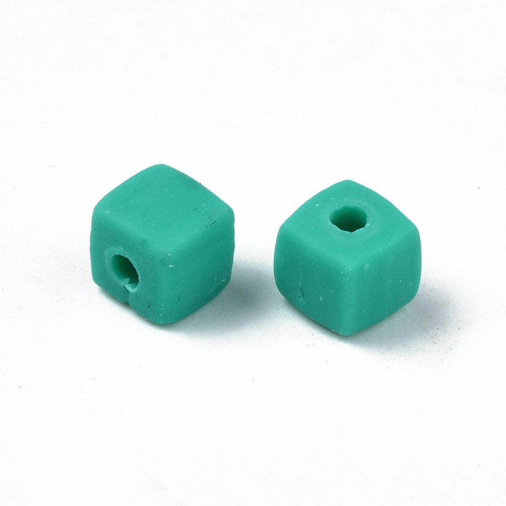 Polymerlerpärlor, Kuber, Light Sea Green, 89~91 st