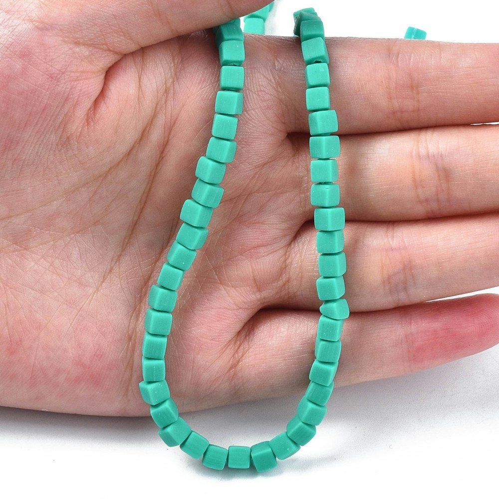 Polymerlerpärlor, Kuber, Light Sea Green, 89~91 st