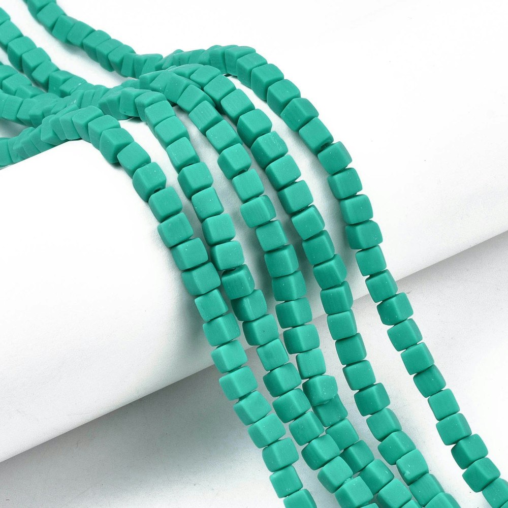 Polymerlerpärlor, Kuber, Light Sea Green, 89~91 st
