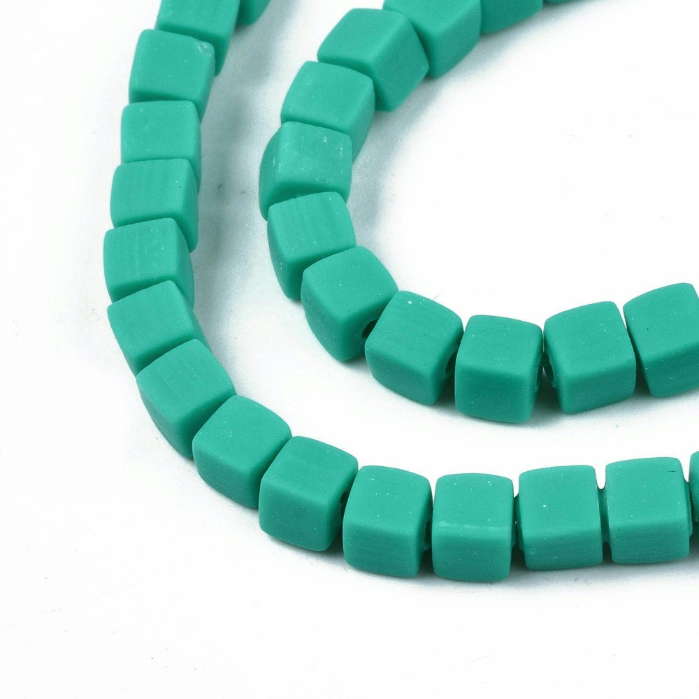 Polymerlerpärlor, Kuber, Light Sea Green, 89~91 st