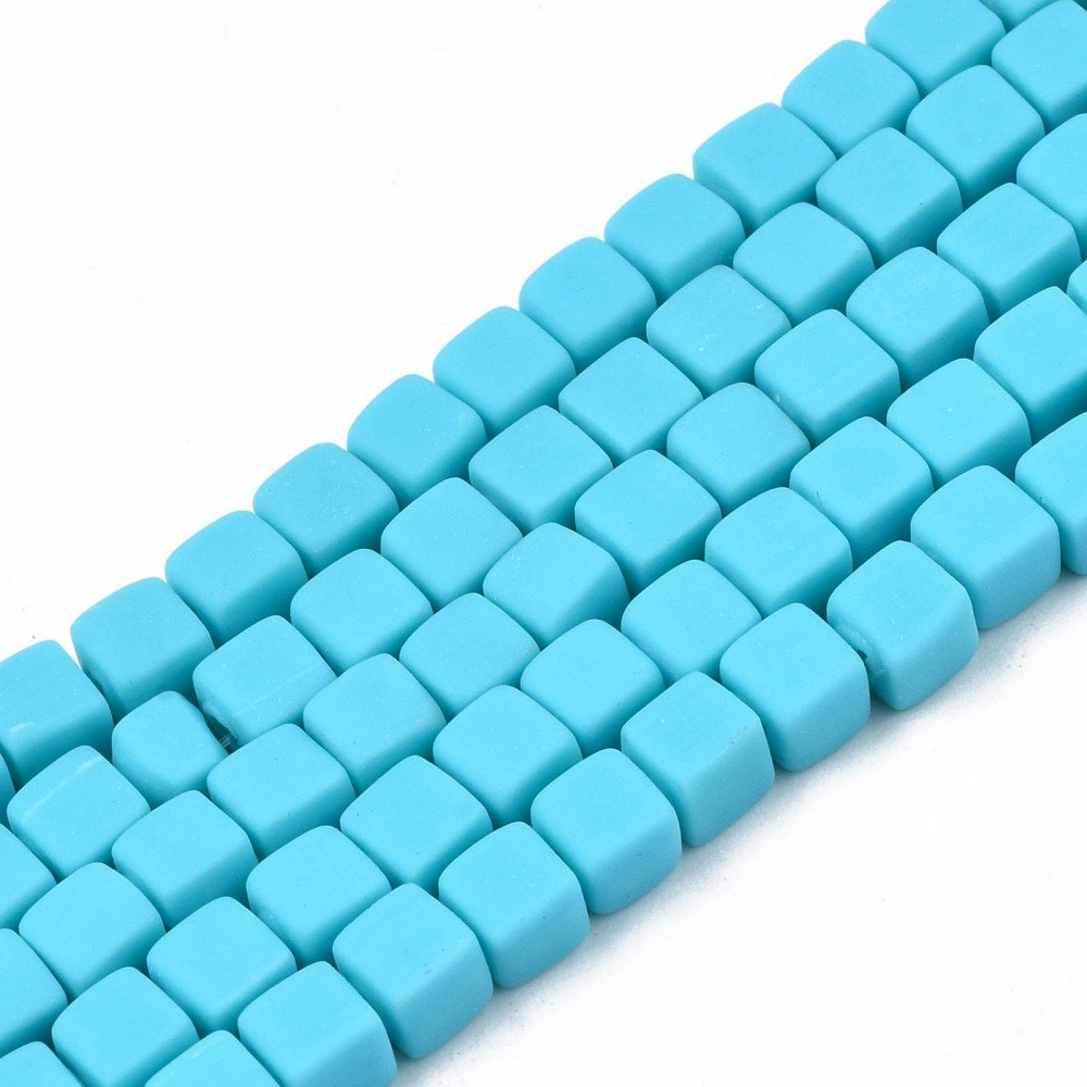 Polymerlerpärlor, Kuber, Light Sky Blue, 89~91 st
