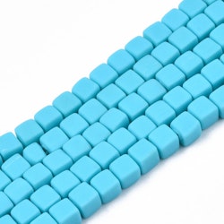 Polymerlerpärlor, Kuber, Light Sky Blue, 89~91 st