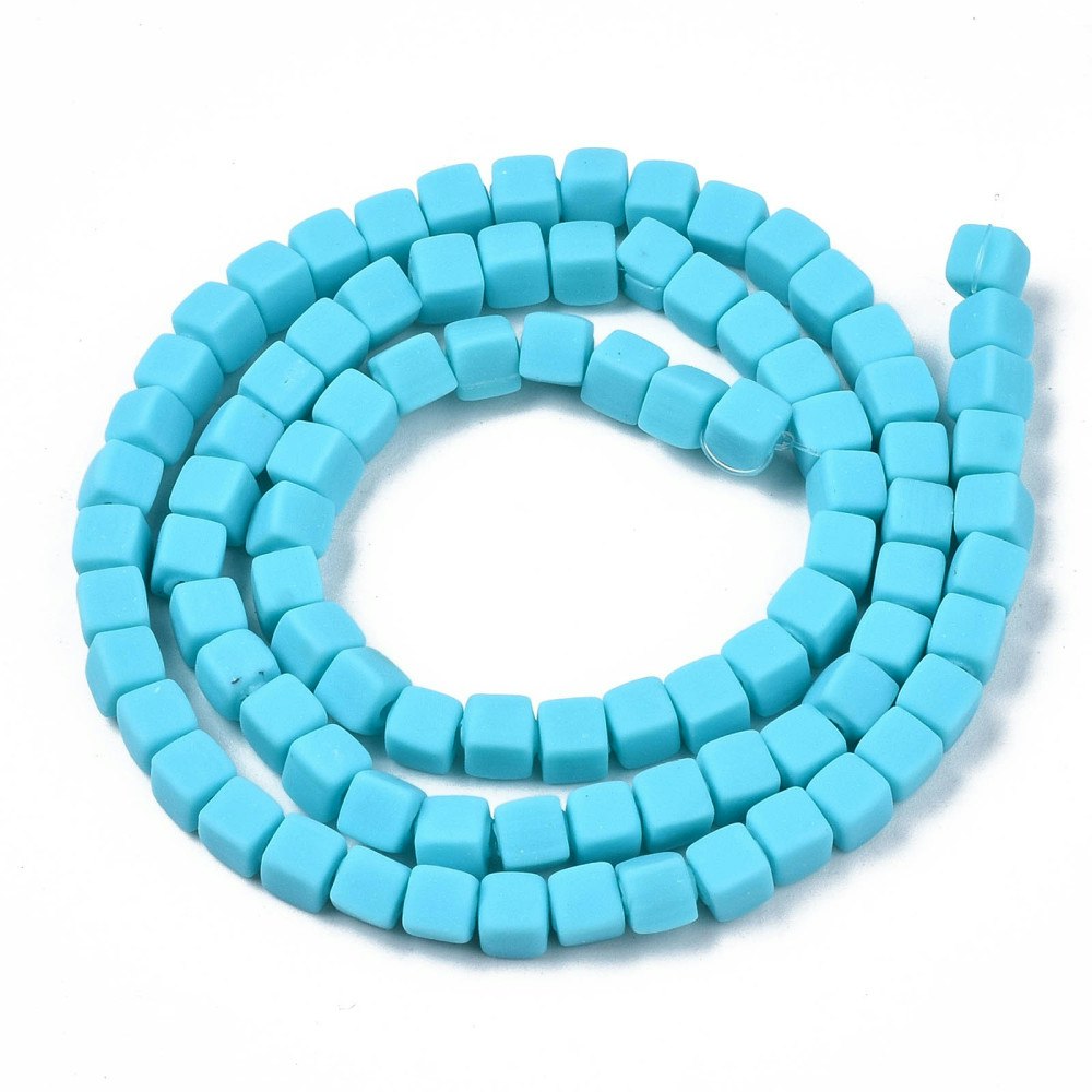 Polymerlerpärlor, Kuber, Light Sky Blue, 89~91 st