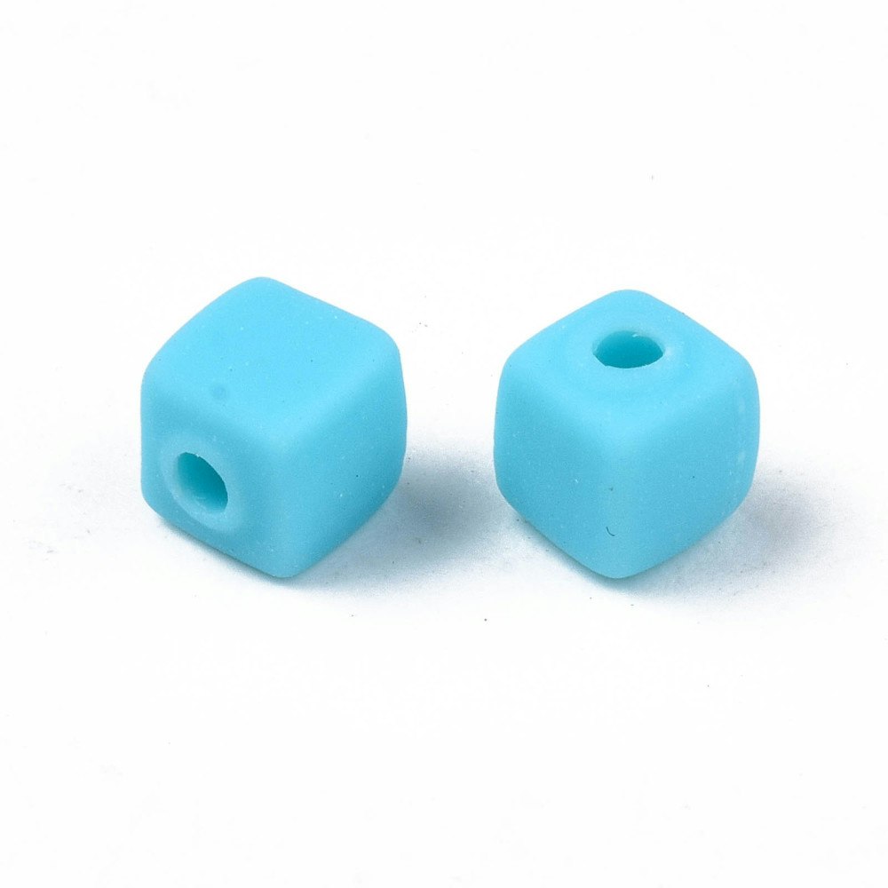 Polymerlerpärlor, Kuber, Light Sky Blue, 89~91 st