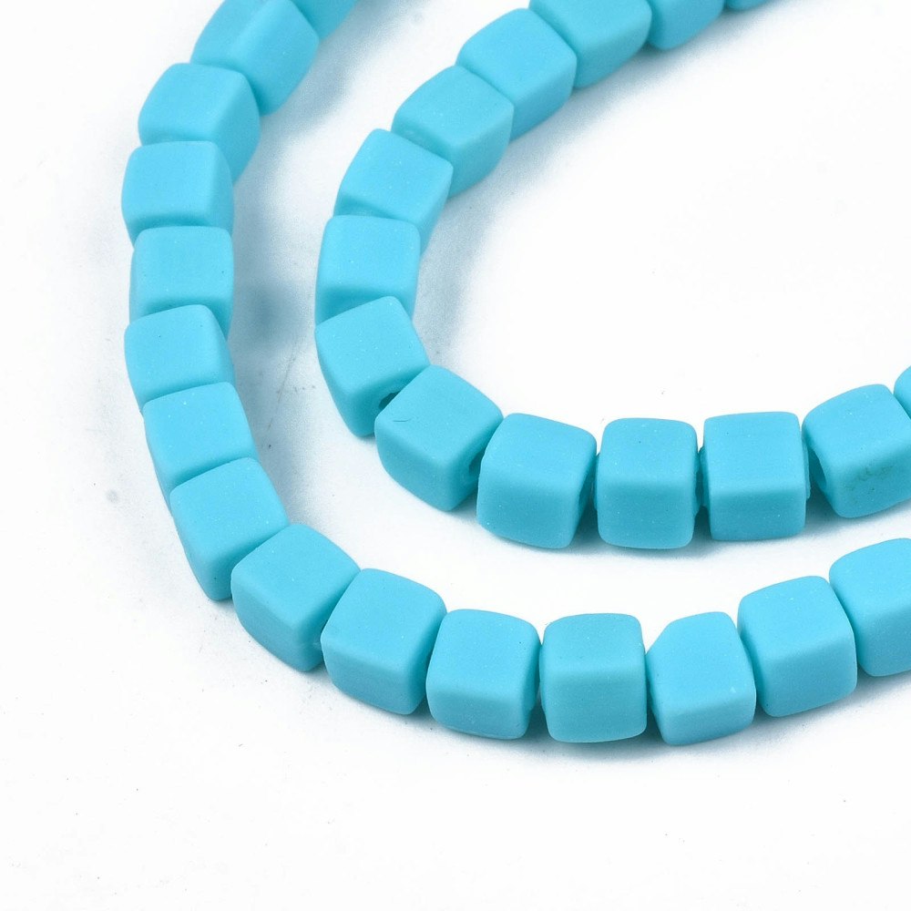 Polymerlerpärlor, Kuber, Light Sky Blue, 89~91 st