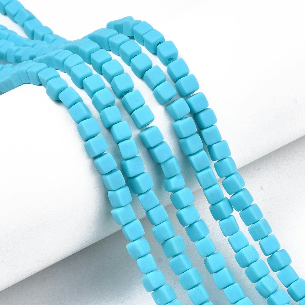 Polymerlerpärlor, Kuber, Light Sky Blue, 89~91 st