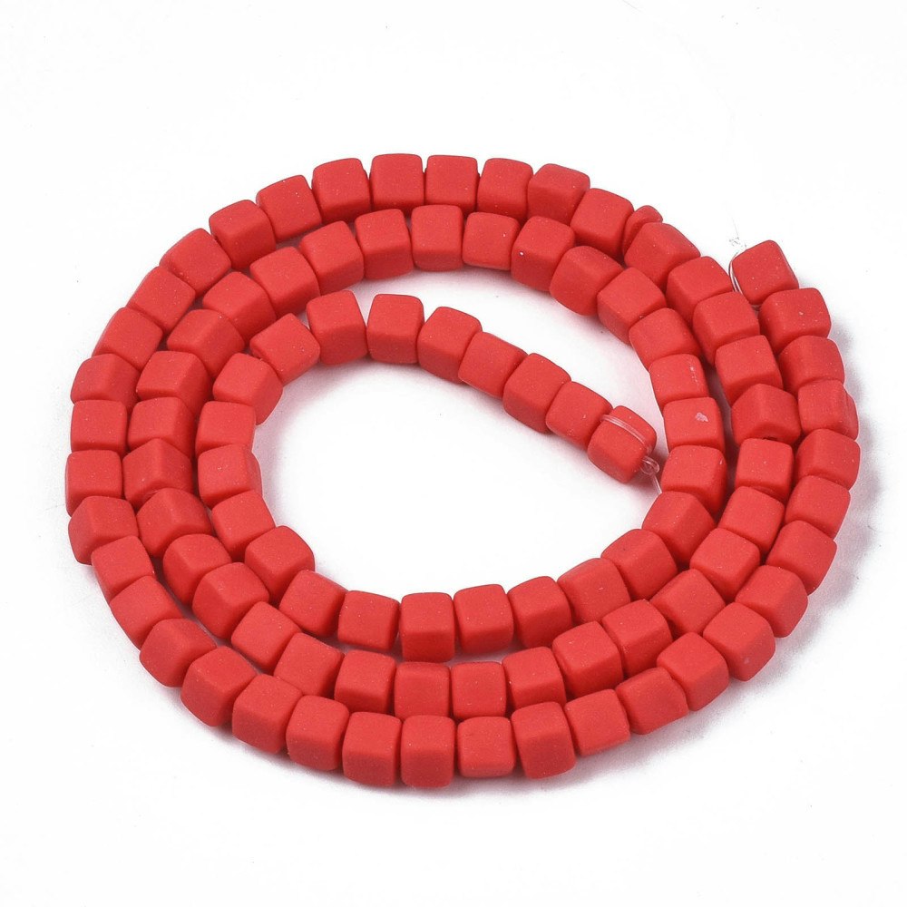 Polymerlerpärlor, Kuber, Red, 89~91 st