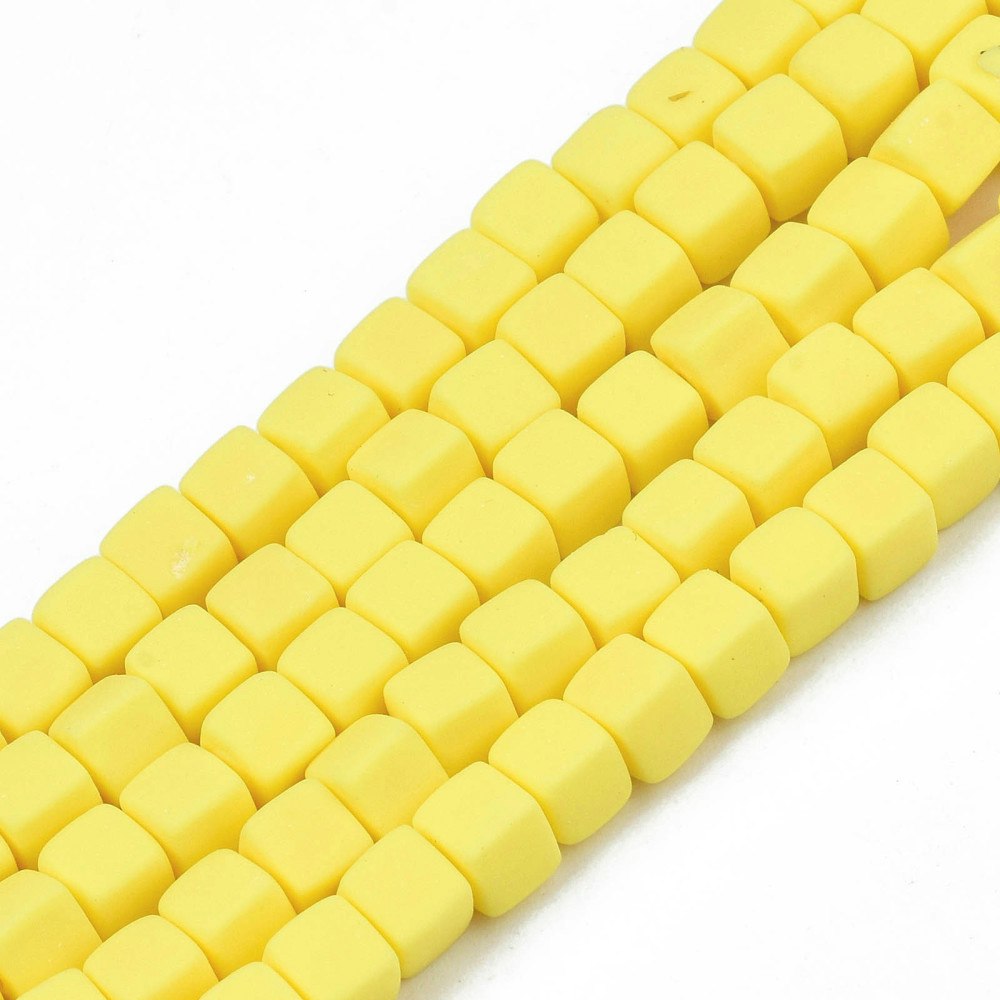 Polymerlerpärlor, Kuber, Yellow, 89~91 st