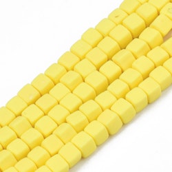 Polymerlerpärlor, Kuber, Yellow, 89~91 st