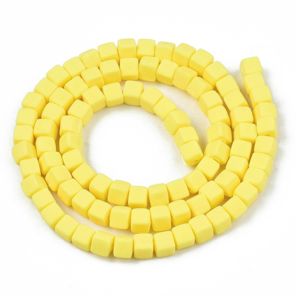 Polymerlerpärlor, Kuber, Yellow, 89~91 st