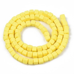 Polymerlerpärlor, Kuber, Yellow, 89~91 st