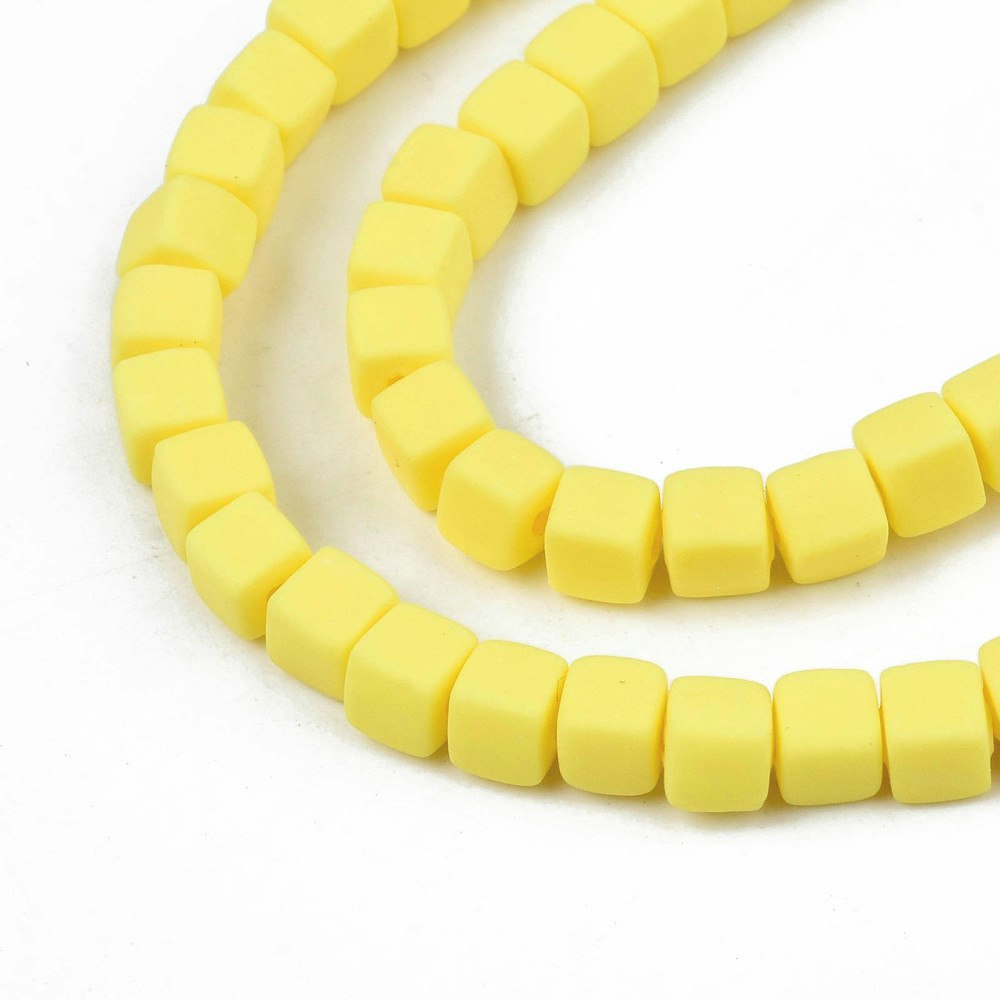 Polymerlerpärlor, Kuber, Yellow, 89~91 st
