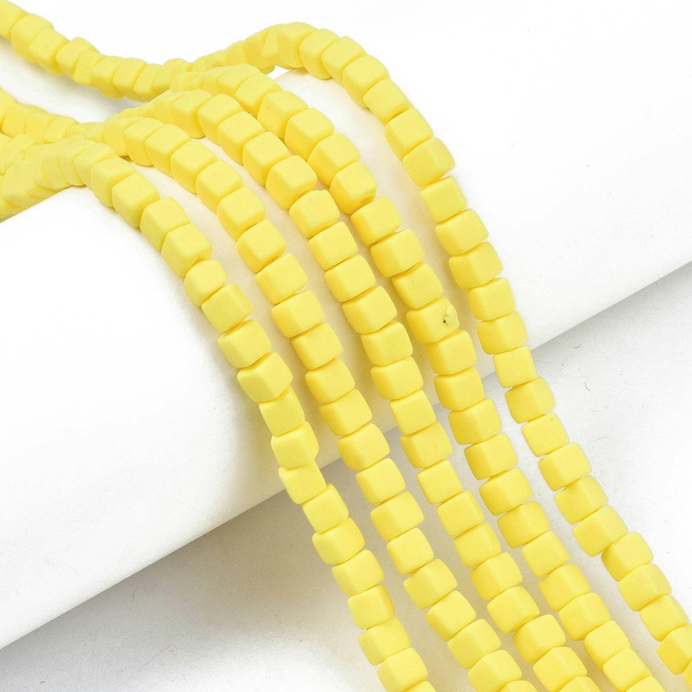 Polymerlerpärlor, Kuber, Yellow, 89~91 st