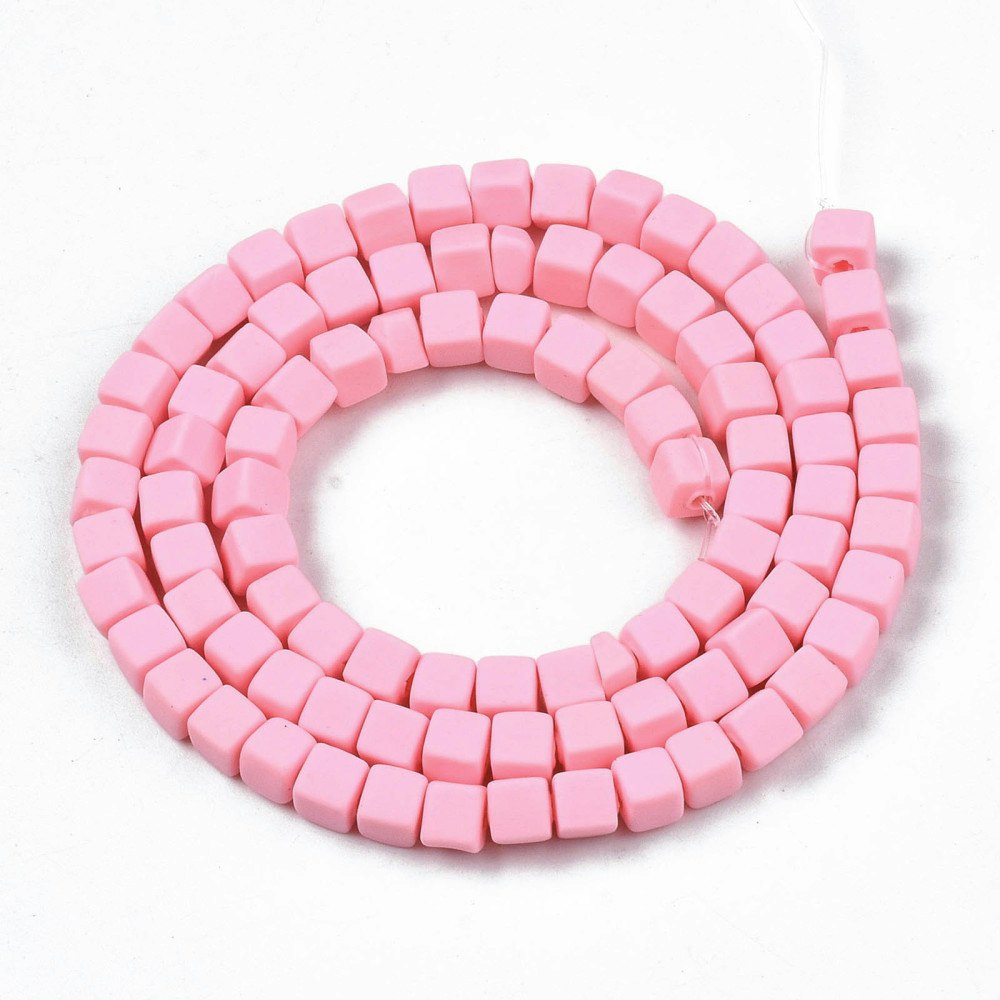 Polymerlerpärlor, Kuber, Pink, 89~91 st