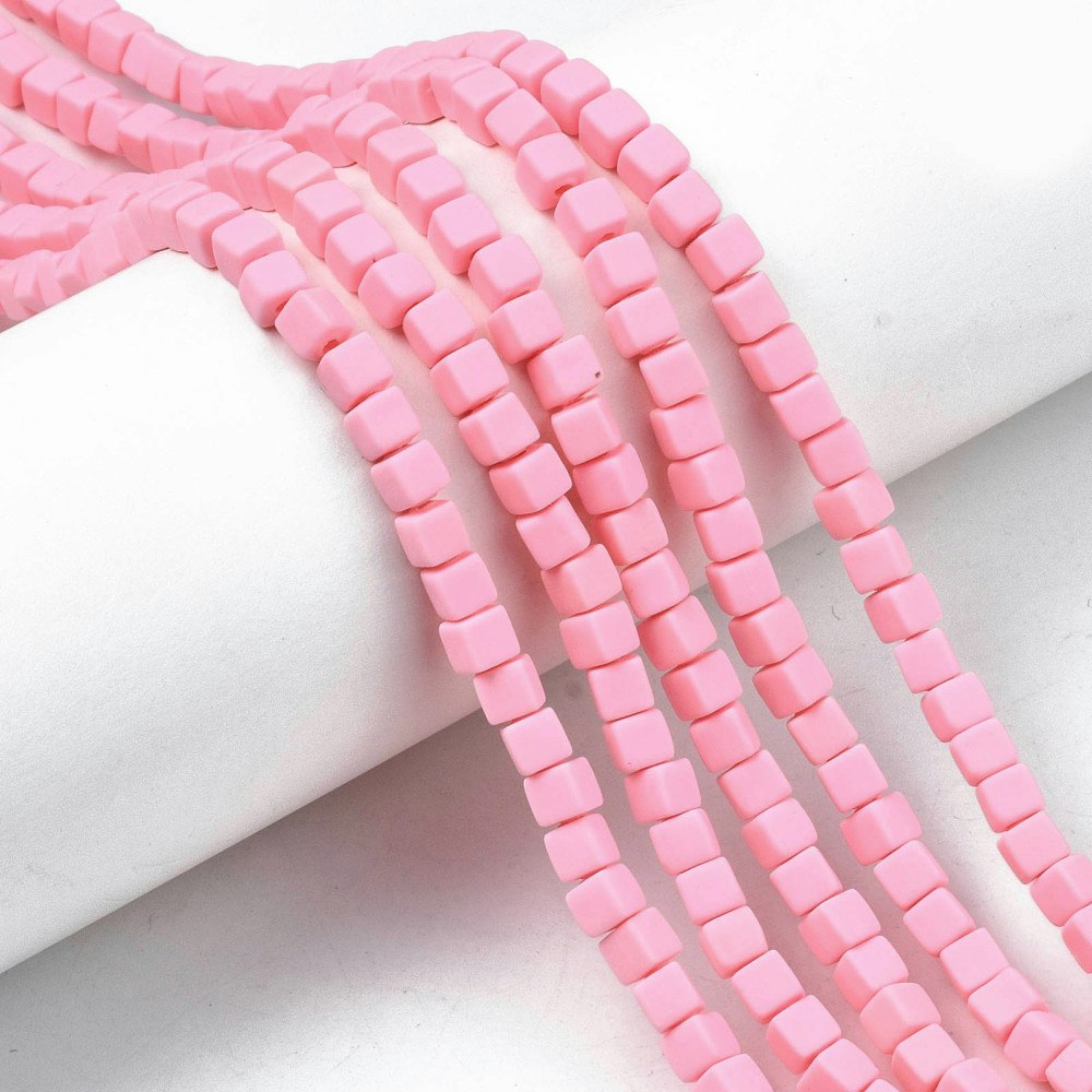 Polymerlerpärlor, Kuber, Pink, 89~91 st