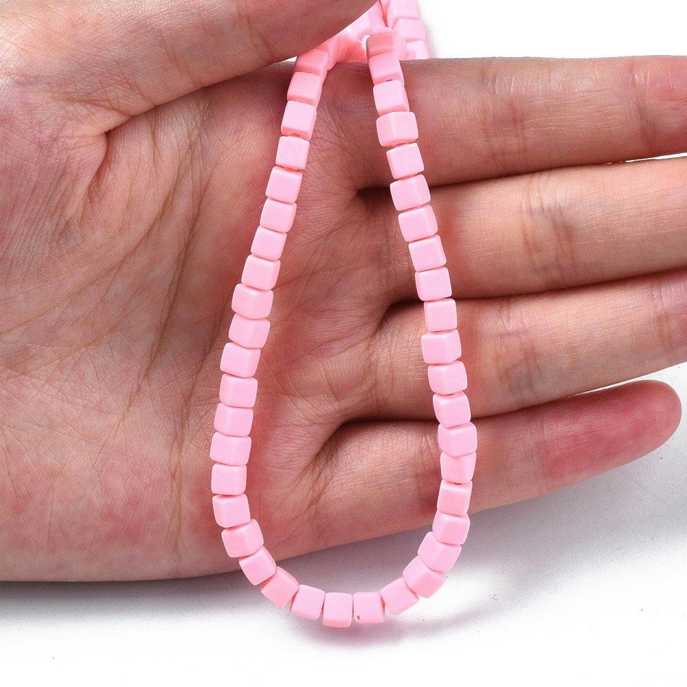 Polymerlerpärlor, Kuber, Pink, 89~91 st
