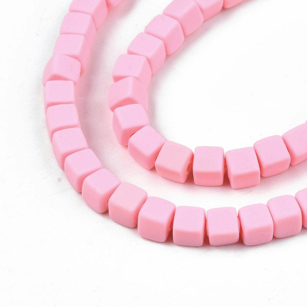 Polymerlerpärlor, Kuber, Pink, 89~91 st