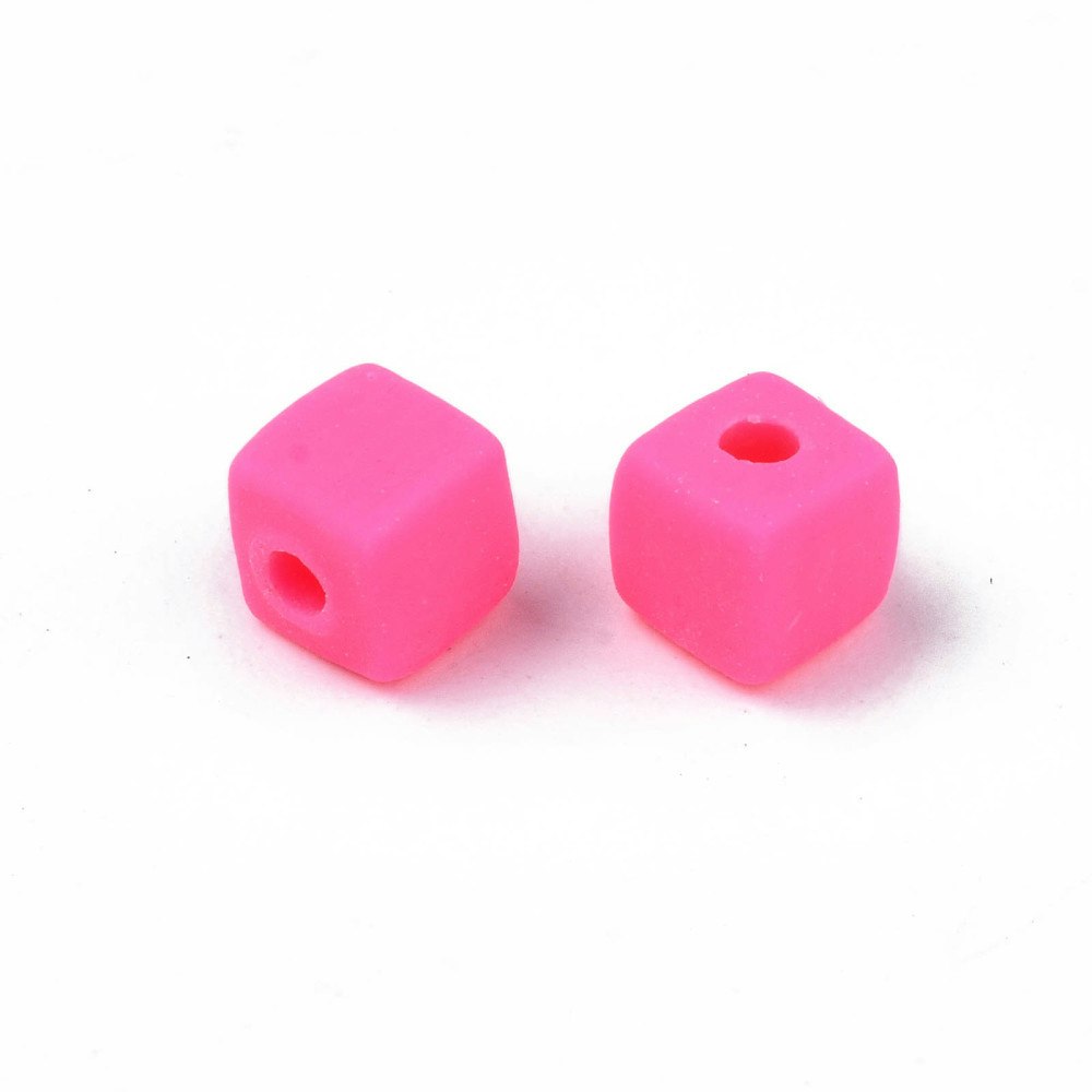 Polymerlerpärlor, Kuber, Hot Pink, 89~91 st