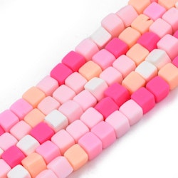 Polymerlerpärlor, Kuber, Hot Pink, 89~91 st