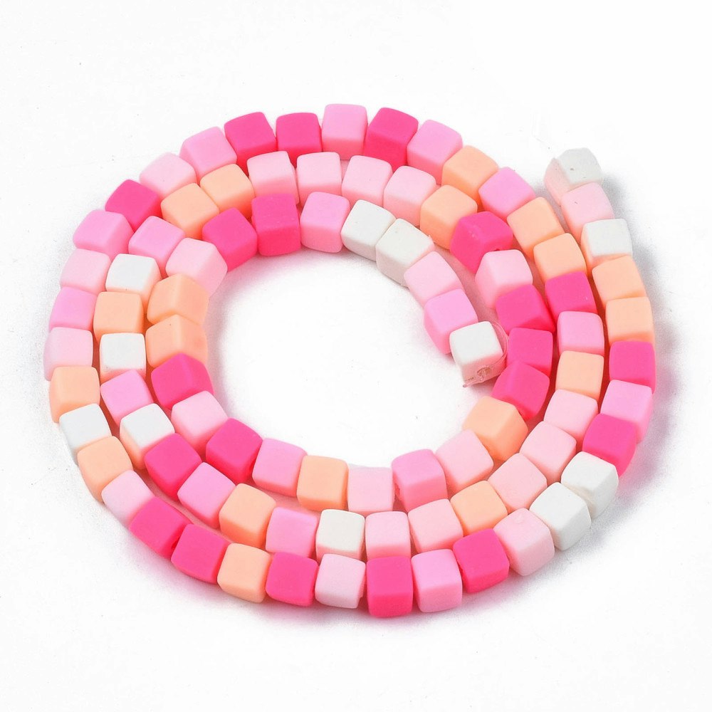 Polymerlerpärlor, Kuber, Hot Pink, 89~91 st
