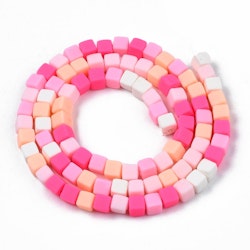 Polymerlerpärlor, Kuber, Hot Pink, 89~91 st