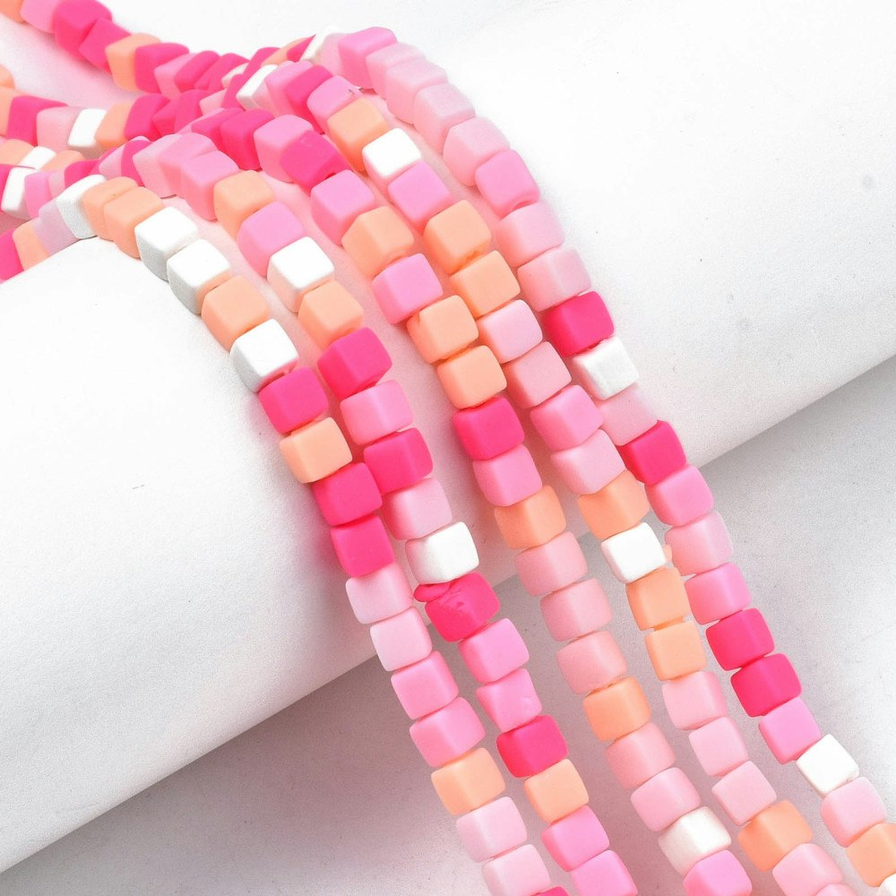 Polymerlerpärlor, Kuber, Hot Pink, 89~91 st