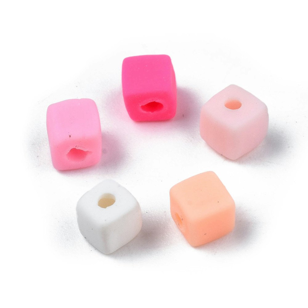 Polymerlerpärlor, Kuber, Hot Pink, 89~91 st