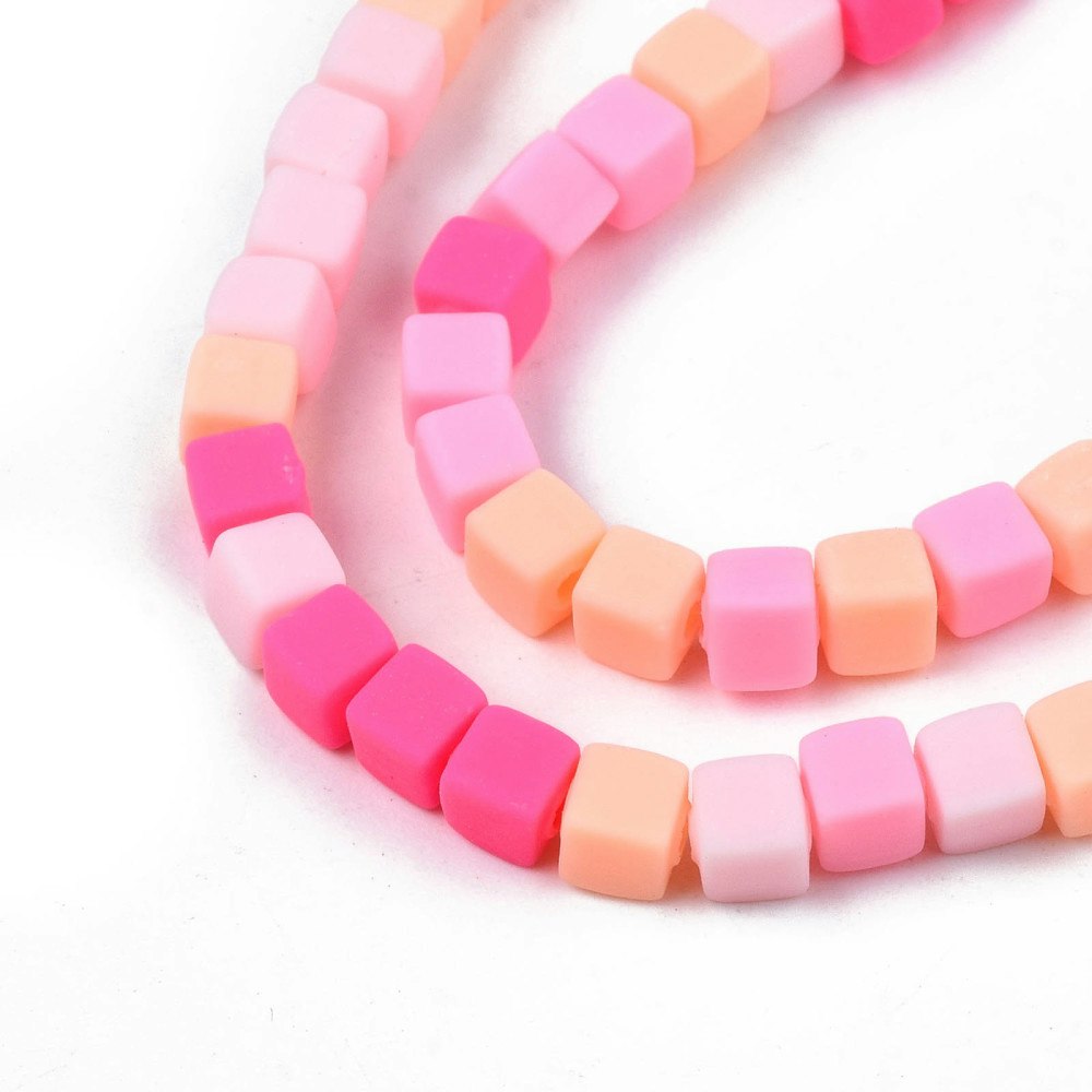 Polymerlerpärlor, Kuber, Hot Pink, 89~91 st