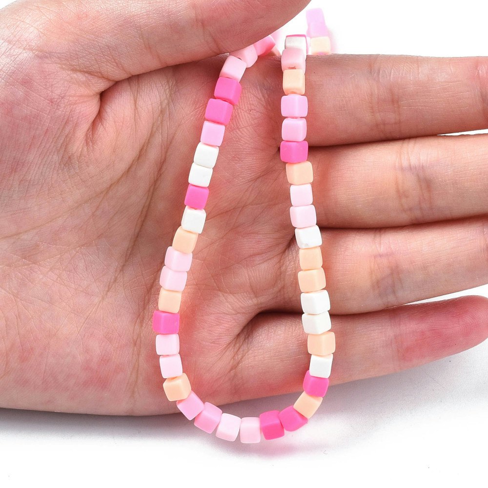 Polymerlerpärlor, Kuber, Hot Pink, 89~91 st