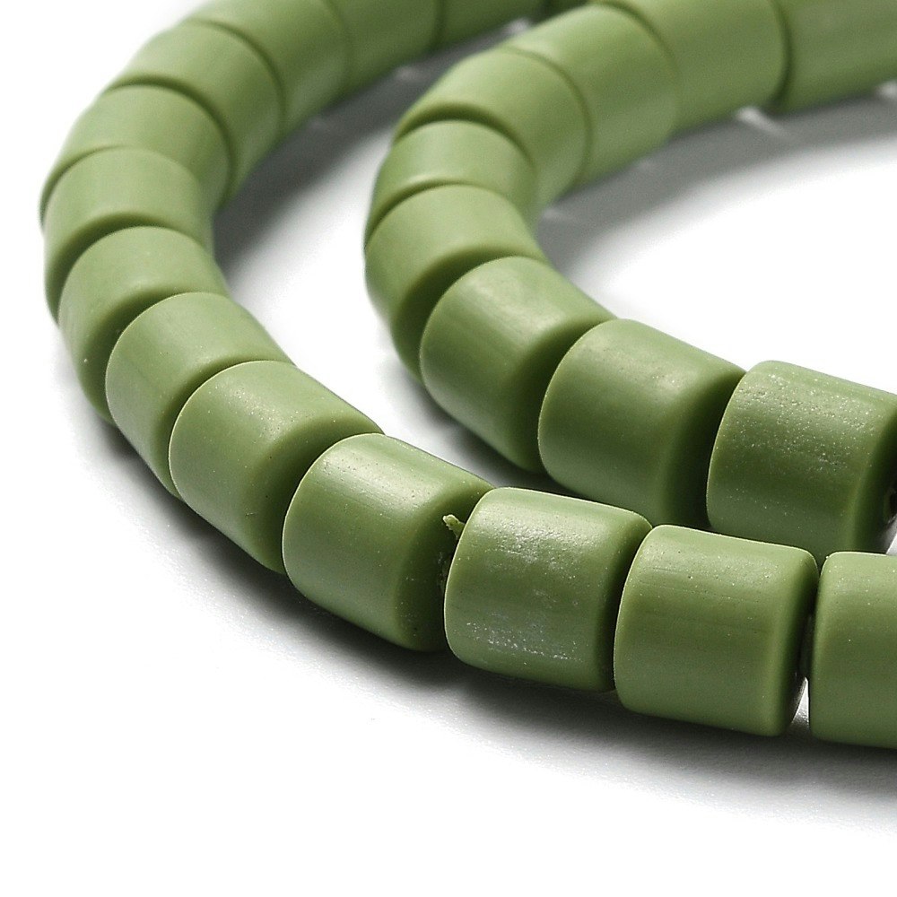 Polymerlerpärlor, Rör, Olive Drab, 61 st