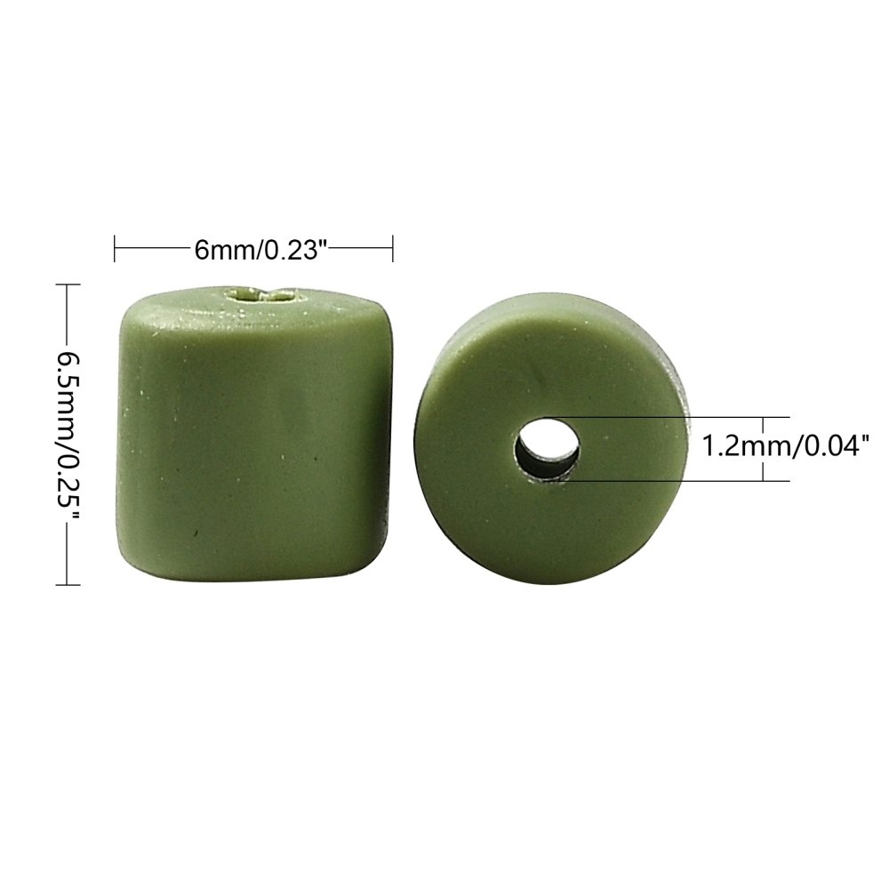 Polymerlerpärlor, Rör, Olive Drab, 61 st