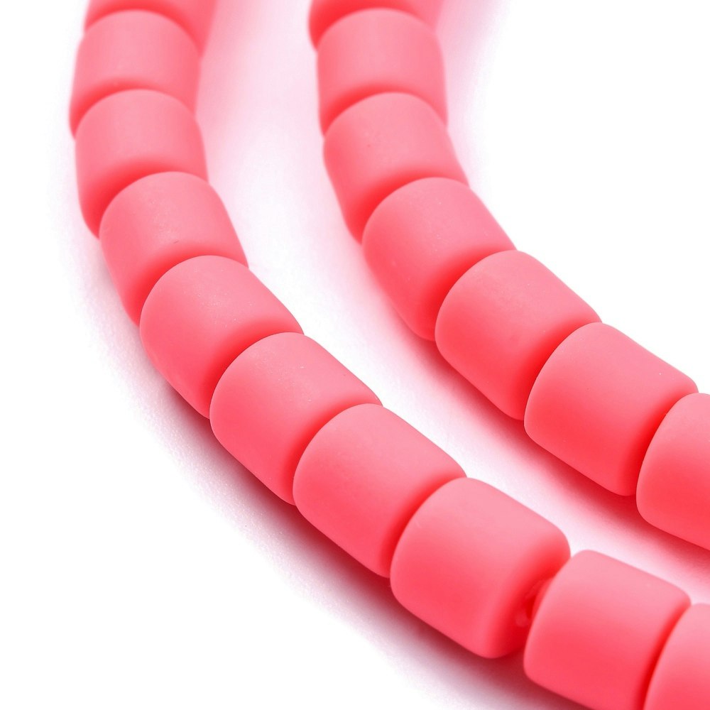 Polymerlerpärlor, Rör, Fuchsia, 61 st