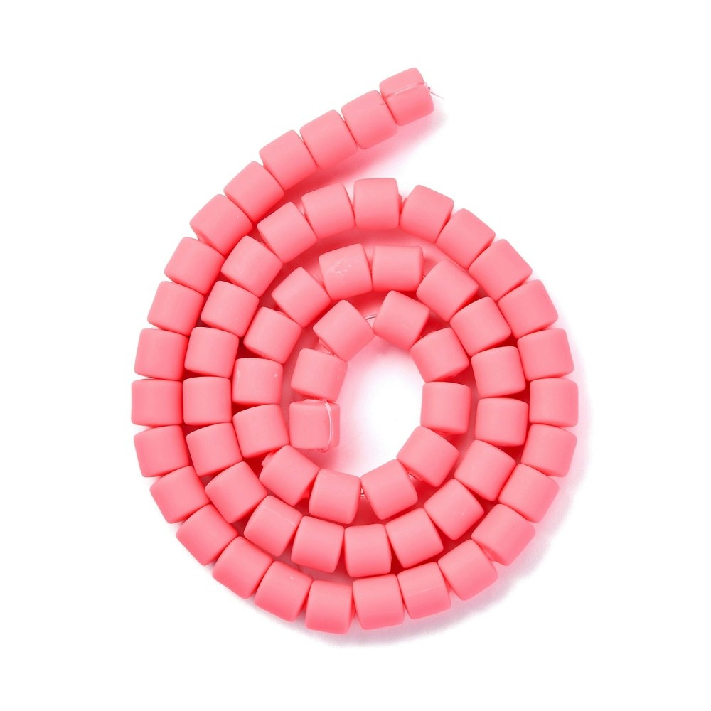 Polymerlerpärlor, Rör, Fuchsia, 61 st
