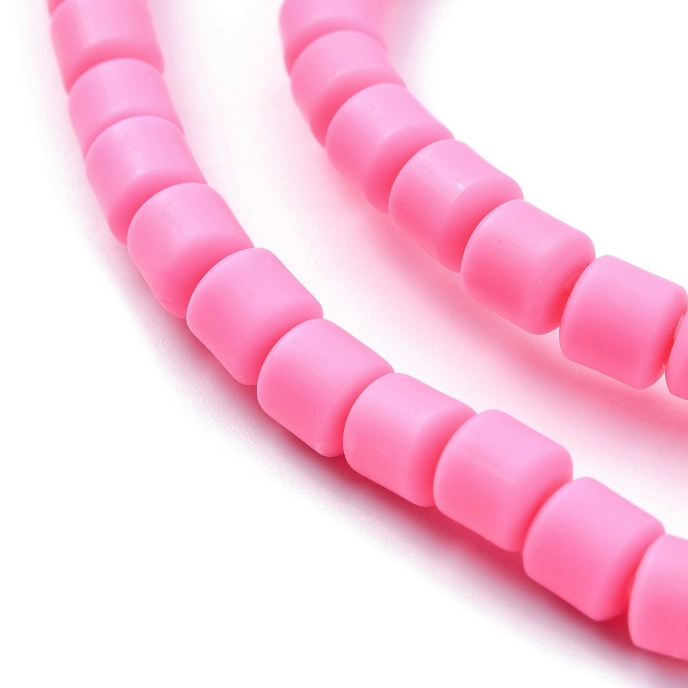Polymerlerpärlor, Rör, Hot Pink, 61 st
