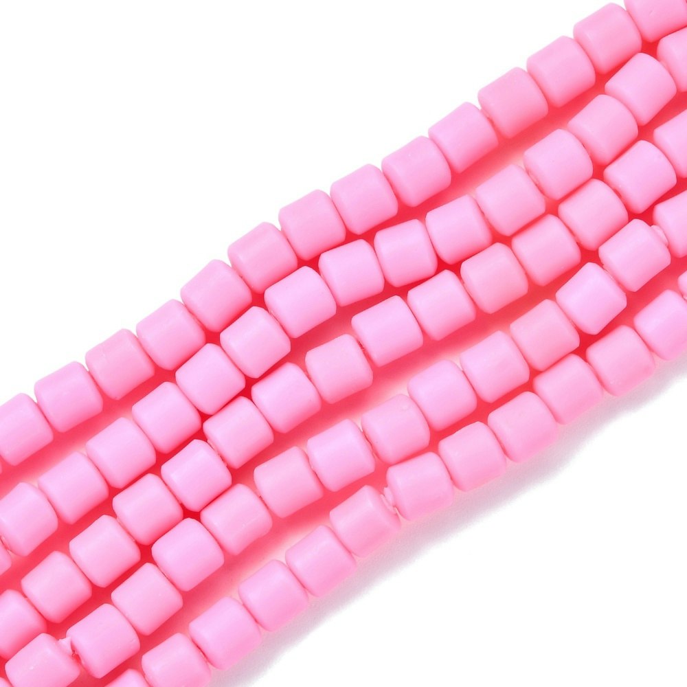 Polymerlerpärlor, Rör, Hot Pink, 61 st