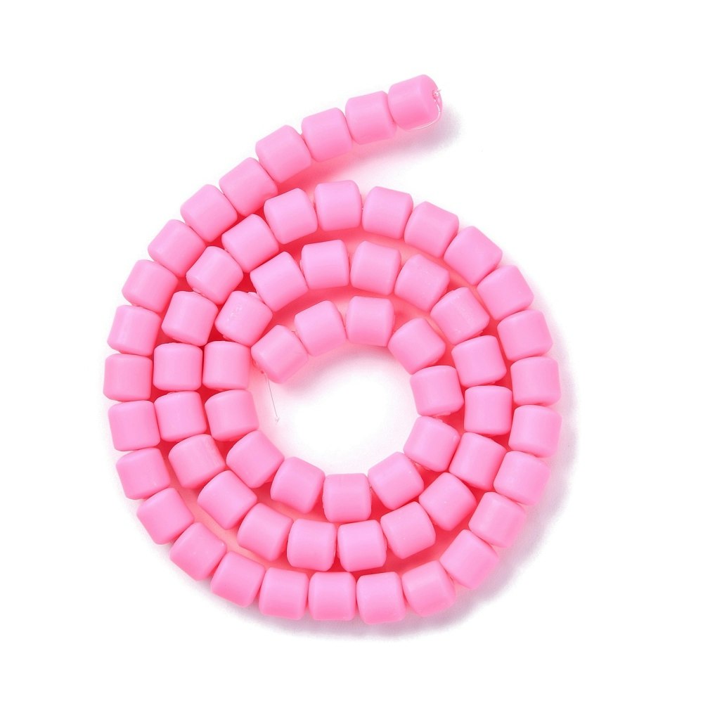 Polymerlerpärlor, Rör, Hot Pink, 61 st