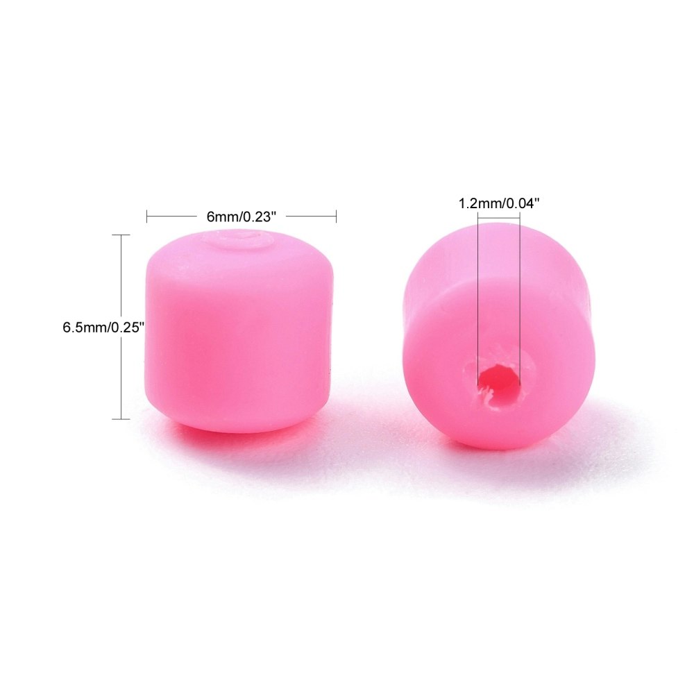 Polymerlerpärlor, Rör, Hot Pink, 61 st