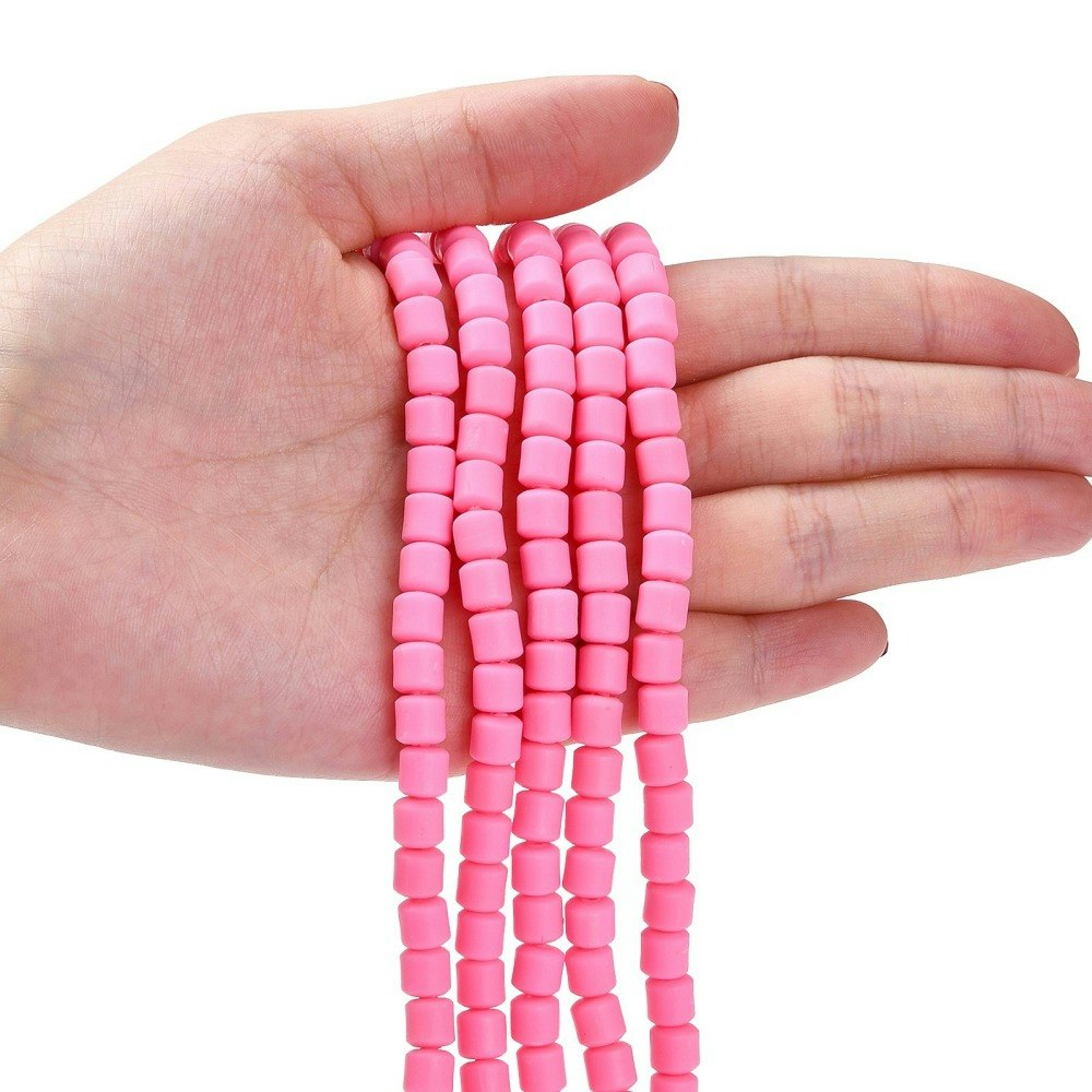 Polymerlerpärlor, Rör, Hot Pink, 61 st