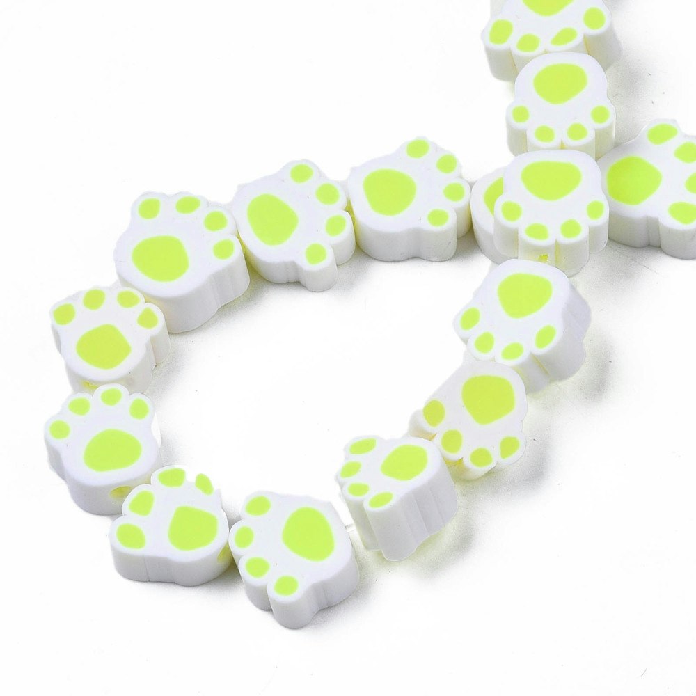 Polymerlerpärlor, Hundtass, Green Yellow, 39 st