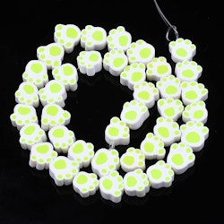 Polymerlerpärlor, Hundtass, Green Yellow, 39 st